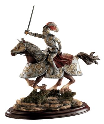 Medieval Charging Knight and Horse Sculpture