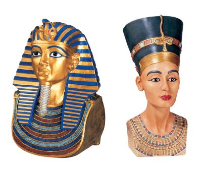 The Golden Mask of Tutankhamen and Queen Nefertiti Sculptures<br>(Complete Large Set of Two)