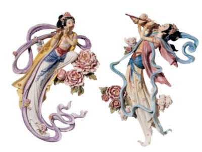 Chinese Goddesses Wall Sculptures<BR>(Complete Set of Two)