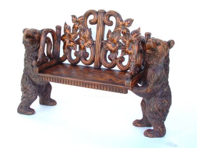 Traditional Black Forest Sculptural Bench
