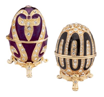 Faberge-style Krashesky Enameled Egg Collection (Set Includes: Valya & Sonja)