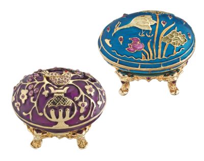 The Imperial Aviary Faberge-Style Collectible Enameled Egg Collection (Set Includes: Dove & Peacock)