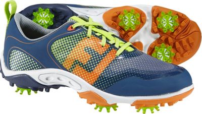 FootJoy Junior's Freestyle Saddle Spiked Golf Shoes - Nav/Orn (FJ# 45021)