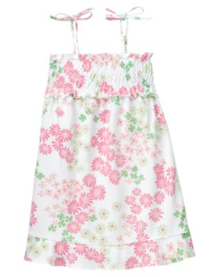 Smocked Daisy Floral Knit Dress