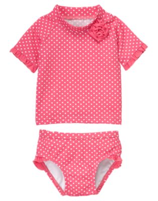 Rosette Dot Rash Guard Two-Piece Set
