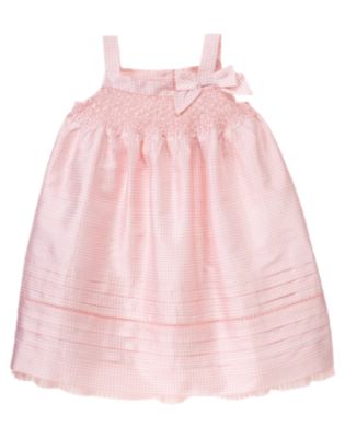 Hand-Smocked Gingham Silk Dress