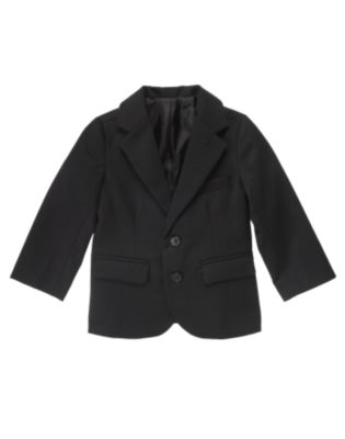 Black Wool Blend Gabardine Blazer