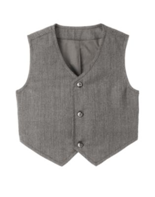 Herringbone Button Tab Suit Vest