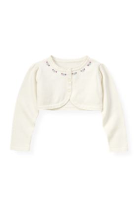 Hand-Embroidered Petunia Crop Cardigan