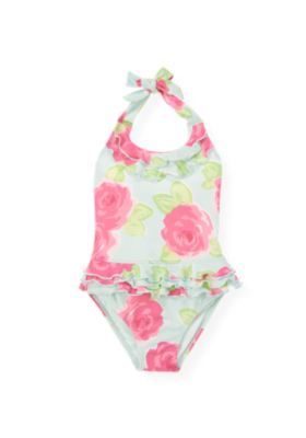 Rose Halter One-Piece Swimsuit