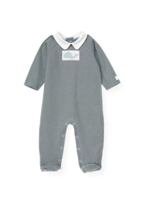 Whale Stripe Footed One-Piece
