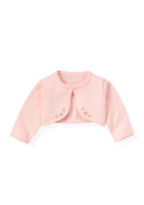 Hand-Embroidered Rose Crop Cardigan