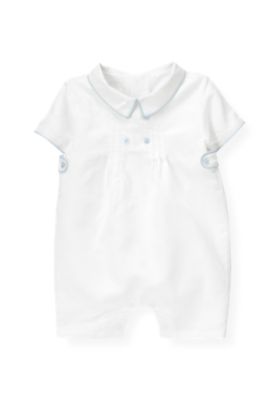Piped Linen Blend One-Piece