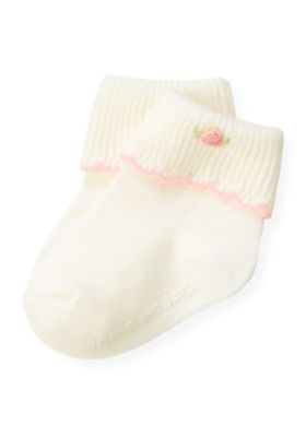Hand-Embroidered Rose Sock