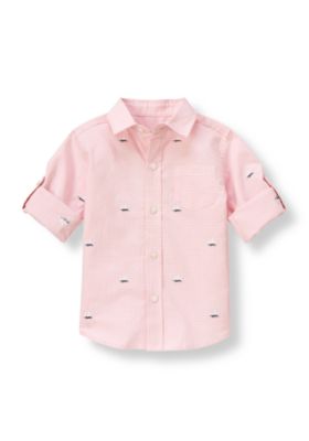 Sailboat Gingham Roll Cuff Shirt