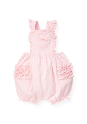 Ruffle Seersucker Stripe Shortall