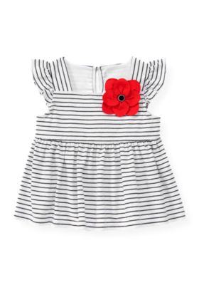 Poppy Flower Stripe Top