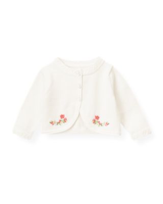 Hand-Embroidered Floral Crop Cardigan
