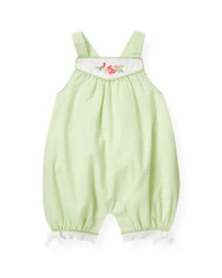 Embroidered Seersucker Stripe Shortall