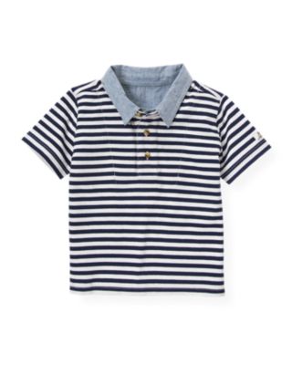 Double Collar Stripe Polo Shirt
