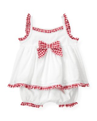 Gingham Trim Swiss Dot Ensemble