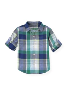 Madras Plaid Roll Cuff Shirt