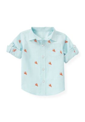 Embroidered Lobster Roll Cuff Shirt
