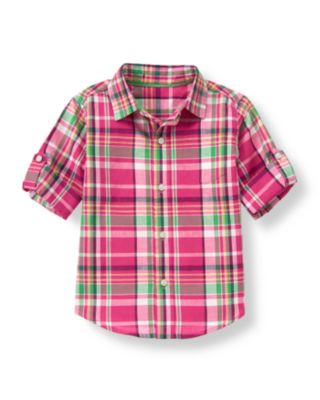 Madras Plaid Roll Cuff Shirt