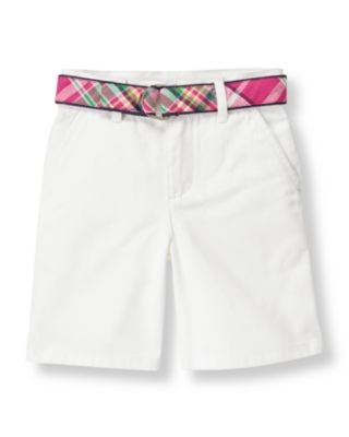 Plaid Belt Twill Short