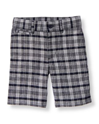 Plaid Linen Blend Short