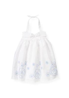 Floral Embroidered Linen Blend Dress