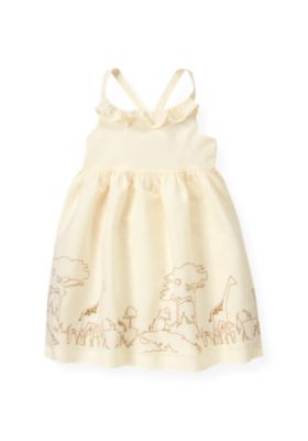 Giraffe Embroidered Ruffle Dress