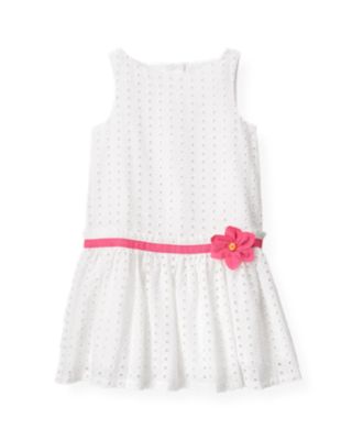 Flower Corsage Eyelet Dress
