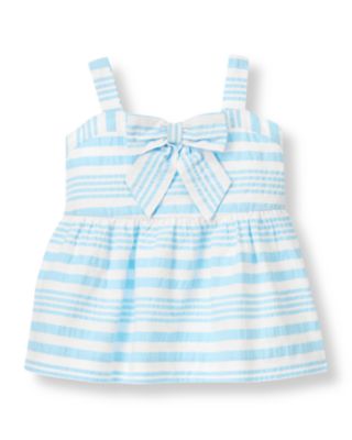 Seersucker Stripe Bow Top