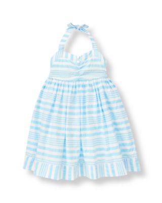 Seersucker Stripe Halter Dress