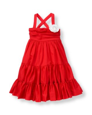 Flower Corsage Tiered Dress
