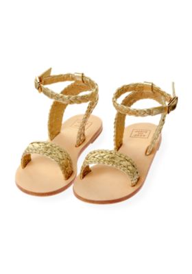 Braided Metallic Leather Sandal