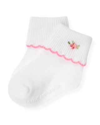 Hand-Embroidered Floral Sock