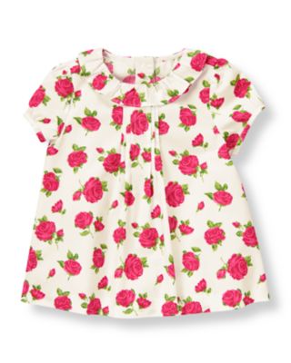 Rose Floral Collared Top