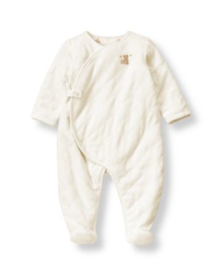 Honey Bear Quilted Velour One-Piece