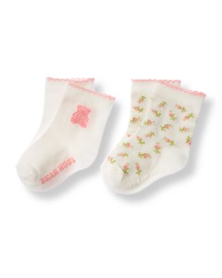 Teddy Bear Floral Sock Two-Pack