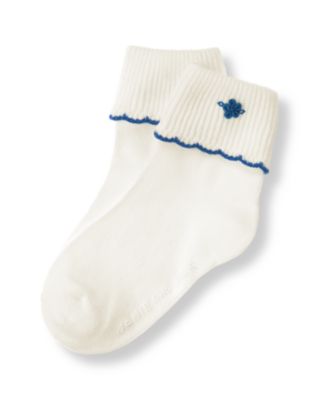Hand-Embroidered Floral Sock