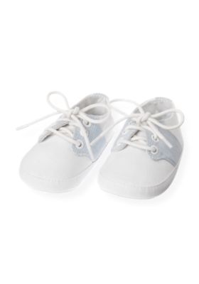 Linen Blend Saddle Crib Shoe
