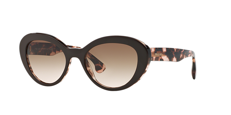 Prada Pr 15qs 53 Brown Oval Sunglasses