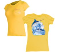 Marlin Boat Ladies Pocket Twist T-Shirt