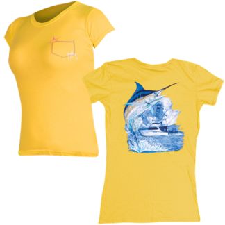Marlin Boat Ladies Pocket Twist T-Shirt