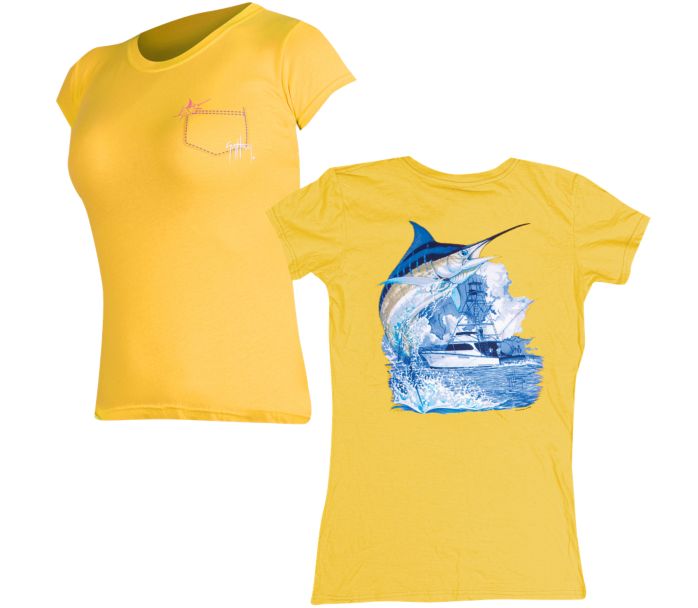 Marlin Boat Ladies Pocket Twist T-Shirt