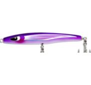 Close up of OTI Phantom Stick Bait in Purple, rigged