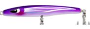 Close up of OTI Phantom Stick Bait in Purple, rigged