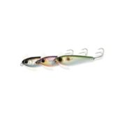 Shimano Waxwing Jigs in Boy size (from left): Black Chrome, Ghost Purple, Bunker